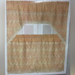 Lucy 3 piece Embbroidery kitchen curtain  set .:
